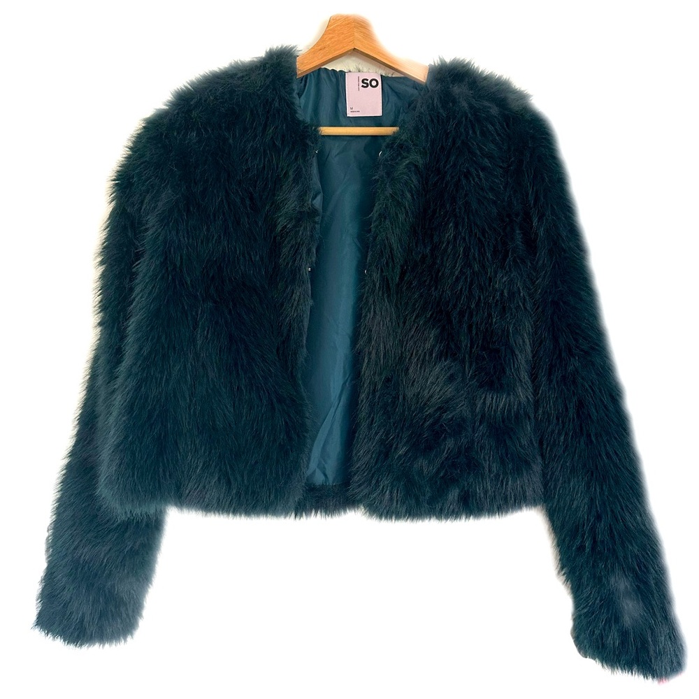 SO Faux Fur Jacket – Size Medium – Deep Green